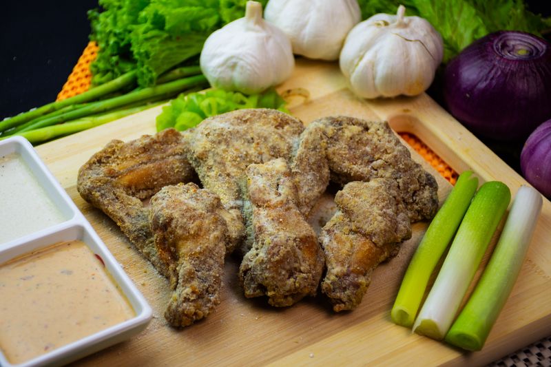 Garlic Parmesan wings with herb butter glaze